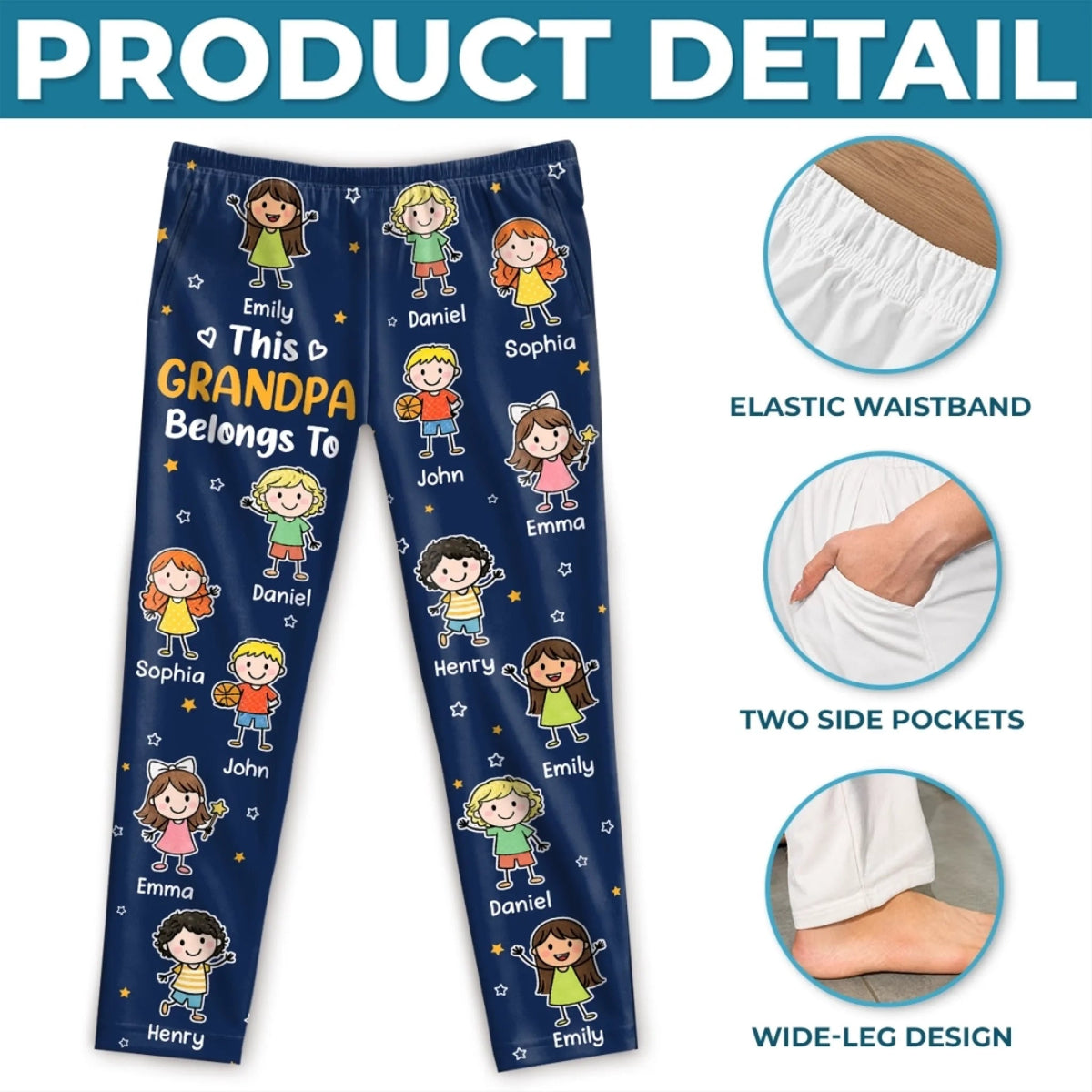 Custom Name Grandpa Grandma Belongs To Grandkids Gifts - Personalized Pajama Pants