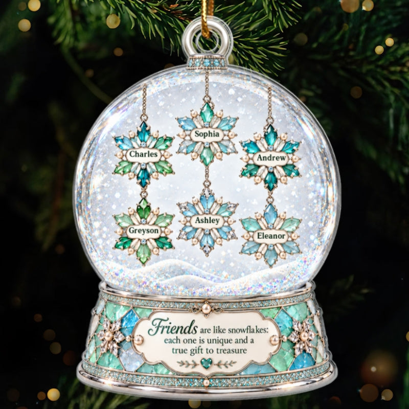 Friends Are Like Snowflakes Crystal Snow Globe 2D Flat – Personalized Acrylic Ornament – Best Friend Christmas Keepsake