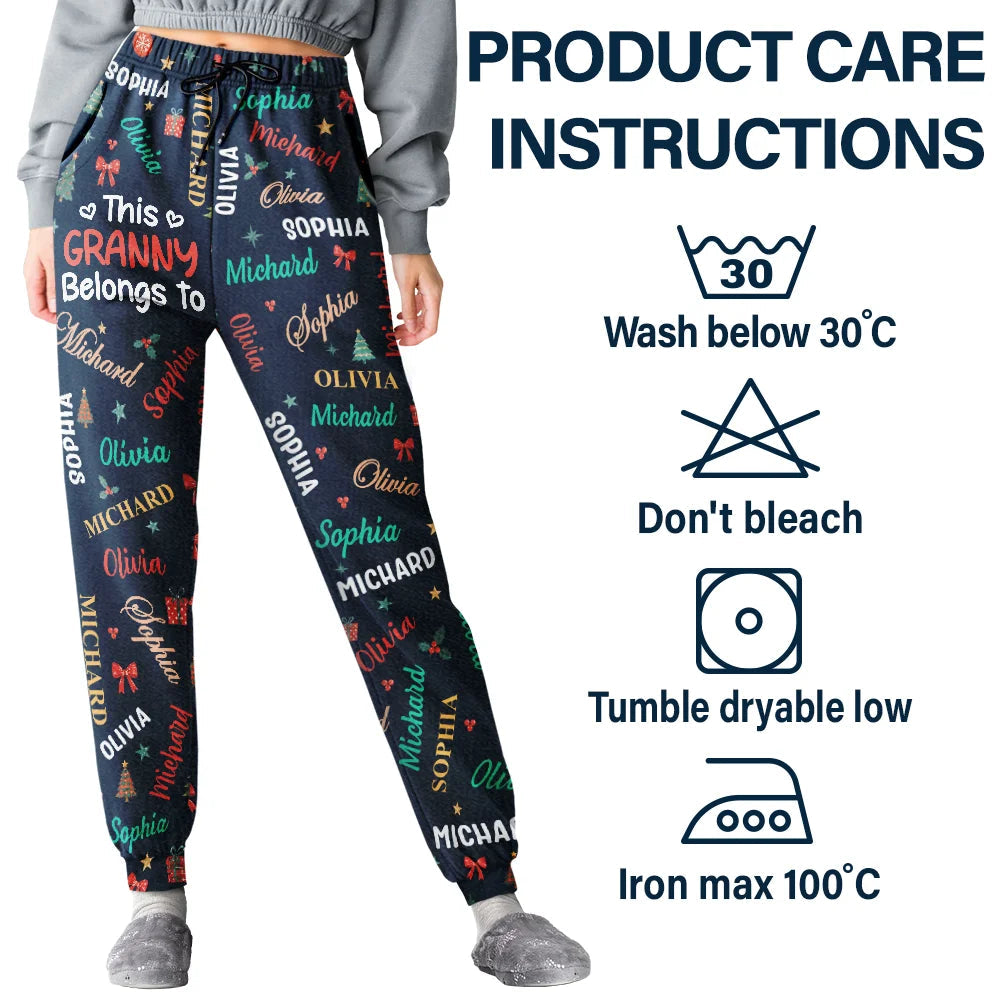 This Grandma Mommy Belongs To Kid Names - Personalized Pajama Pants
