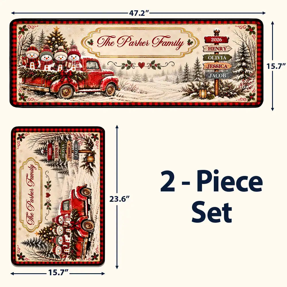 Custom Family Name Snowman Christmas - Personalized Runner Rug
