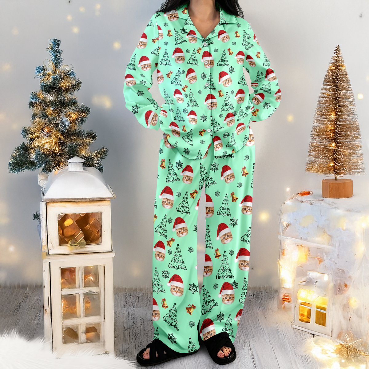 Dth Custom Cat Photo We Wish You A Merry Christmas Pajamas Th10 896281