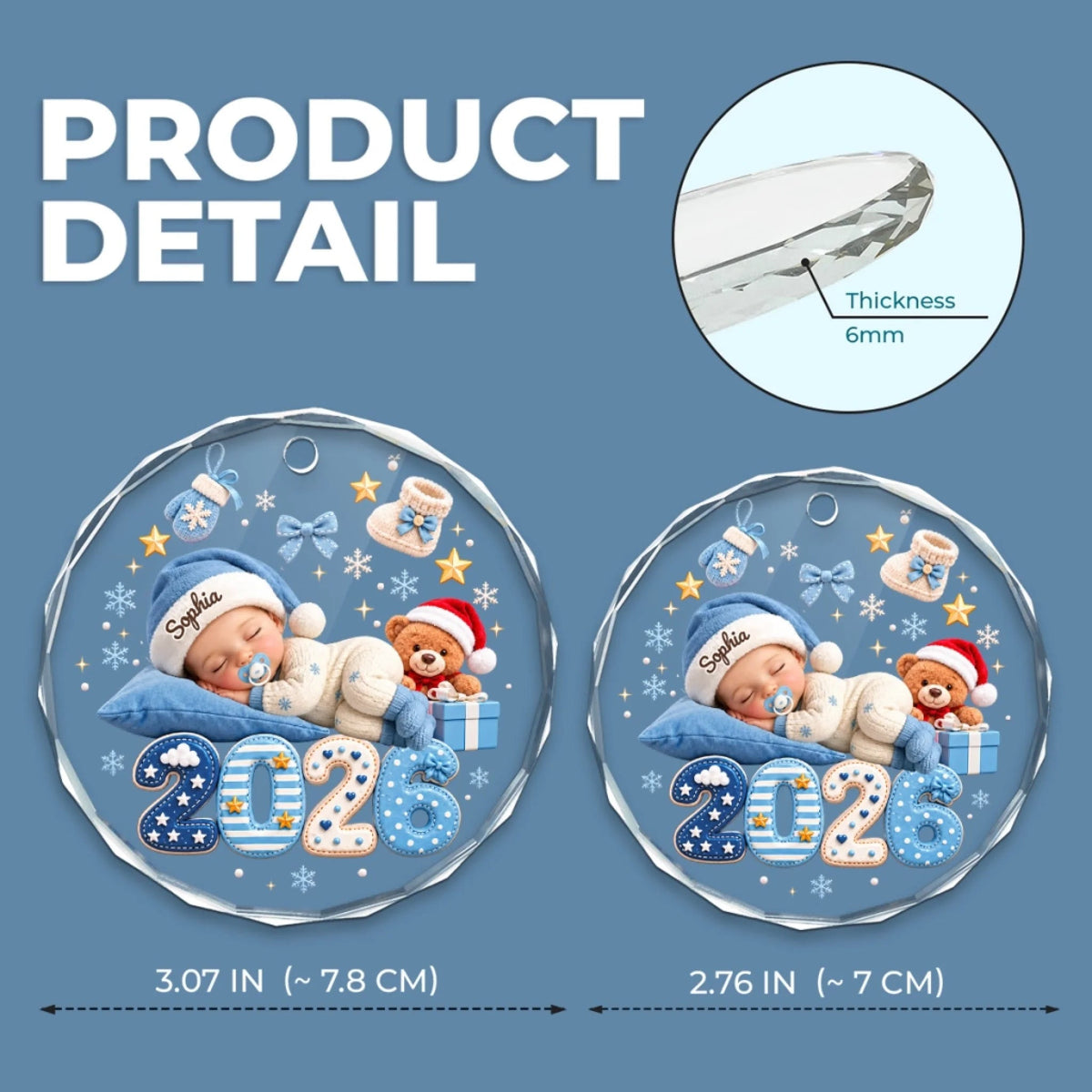 Custom Name Baby Christmas Gifts - Personalized Glass Ornament