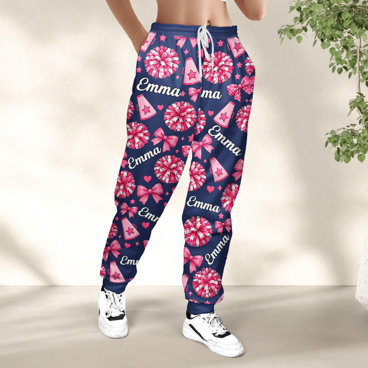 Coquette Bow Cheerleader Custom Name Gift For Cheerleader Girl - Personalized Lounge Pants