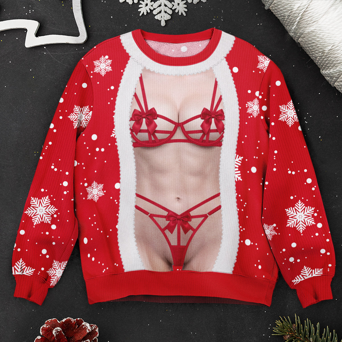 Funny 3D Lingerie T-Shirt, Body Illusion Tee, Sexy Costume Shirt, Novelty Party Top - Personalized Sweater