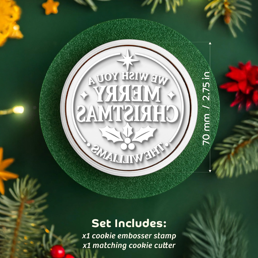 We Wish You a Merry Christmas - Personalized Family Name Christmas Cookie Stamp CH07 181064