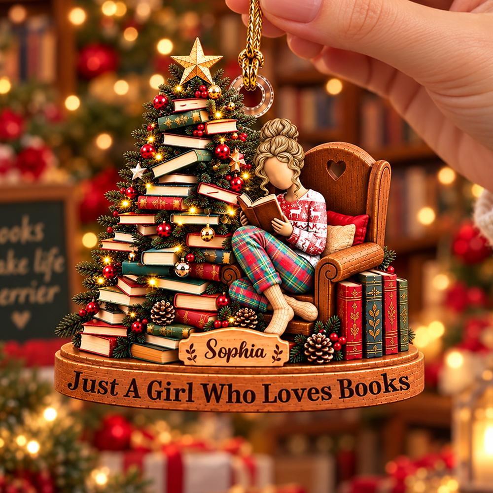 Just A Girl Who Loves Books - Personalized Christmas Ornament For Reading Lovers NA04