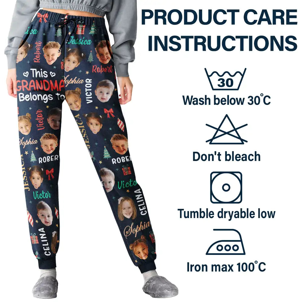 Christmas Gift For Grandma Nana - Personalized Custom Photo Grandkids Name Pajama Pants