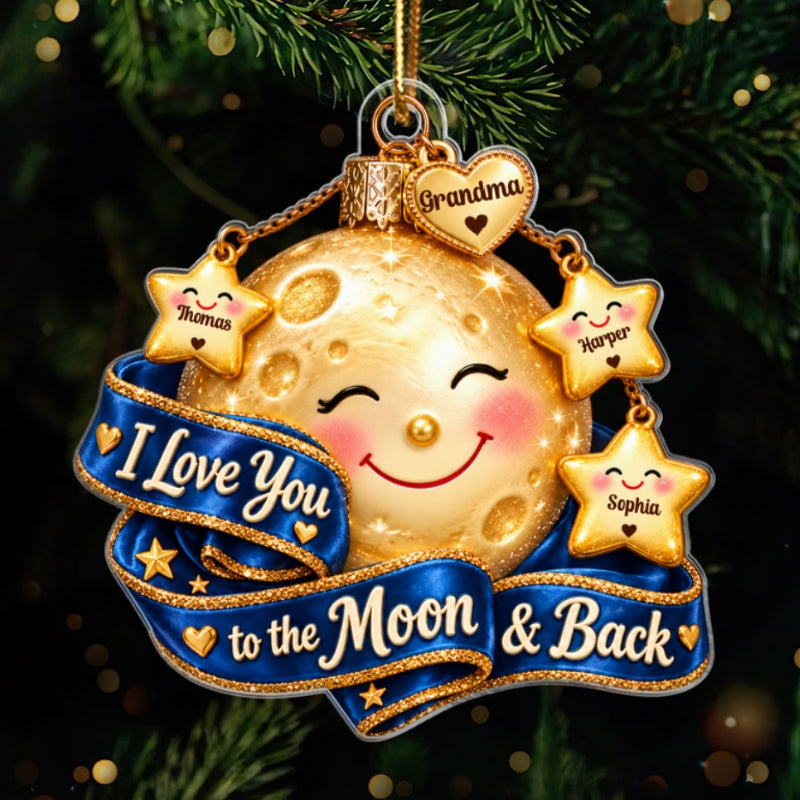 Grandma Grandkids Moon & Stars 2D Flat - Personalized Acrylic Ornament - Christmas Gift For Grandma
