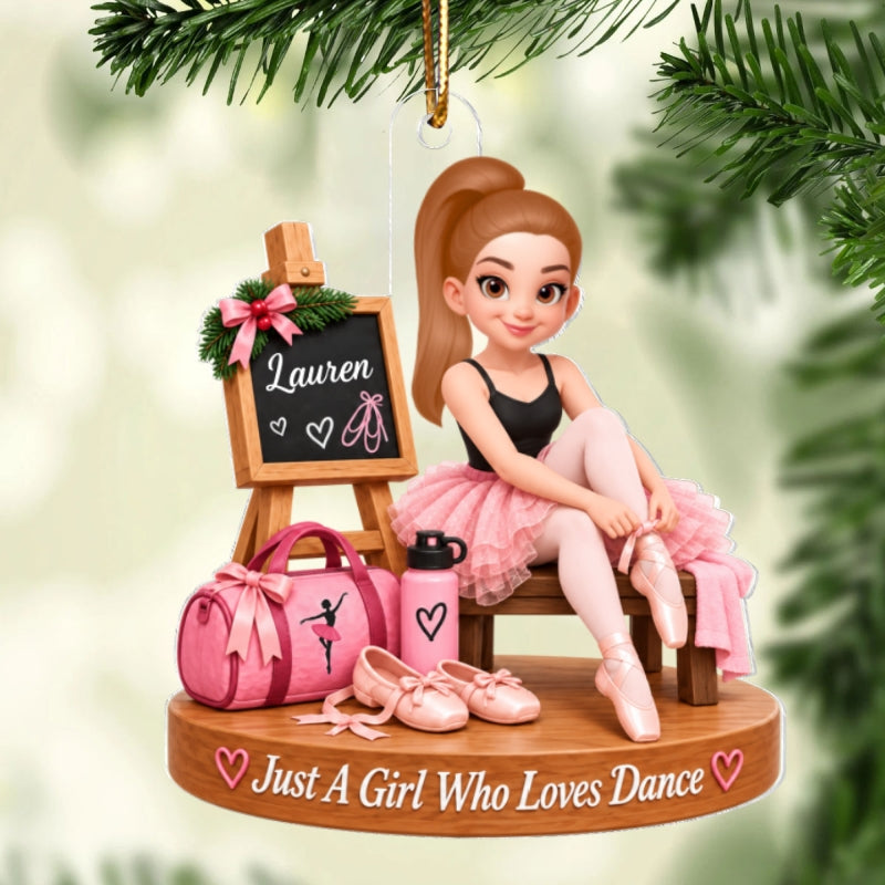 Custom Ballet Girl Name - Personalized Acrylic Ornament - Christmas Gift for Daughter, Granddaughter, Holiday Keepsake for Dancers