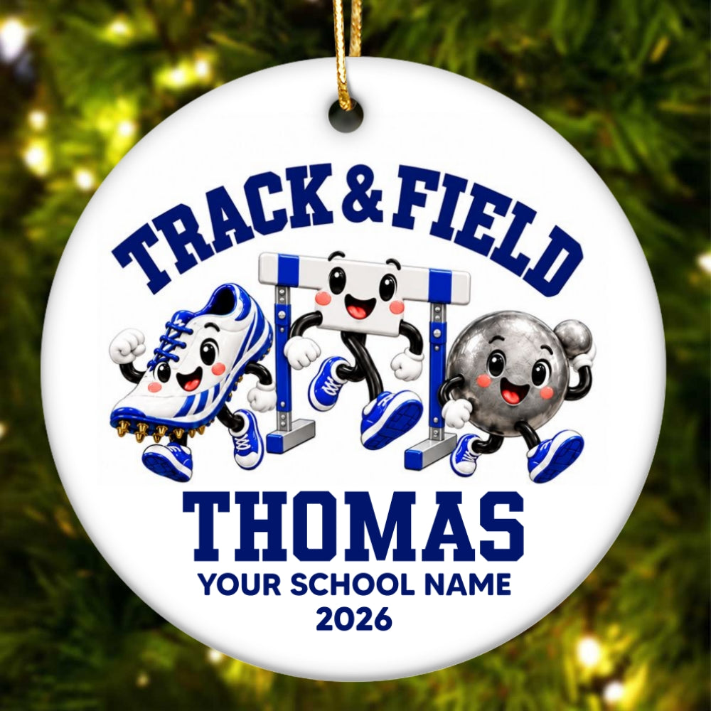 Cute Track & Field Sports - Personalized Ceramic Ornament - Christmas Gift For Track & Field Athletes, Son, Daughter, Grandson, Granddaughter