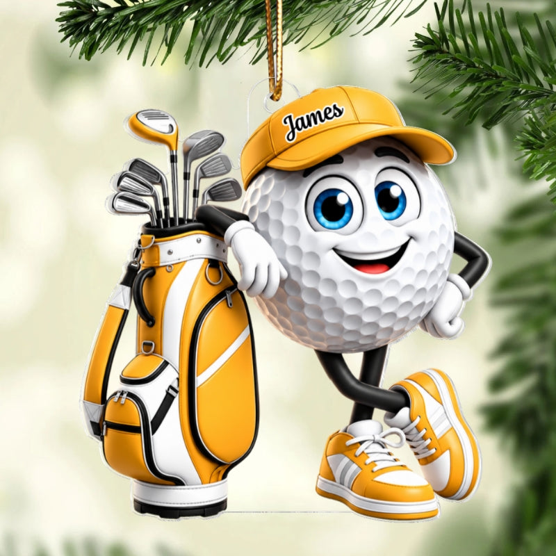 Golf Is My Happy Place - Personalized Acrylic Ornament - Christmas Gift for Husband, Son, Dad, Grandpa