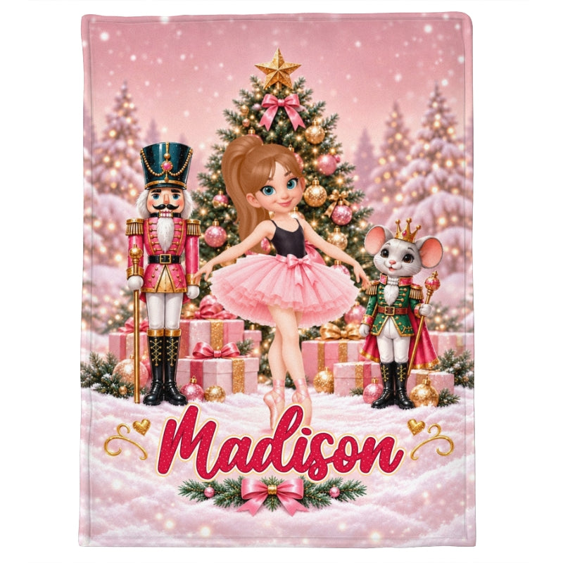 The Nutcracker Ballet Dancer - Personalized Fleece Blanket - Christmas Gift for Daughter, Granddaughter, Niece