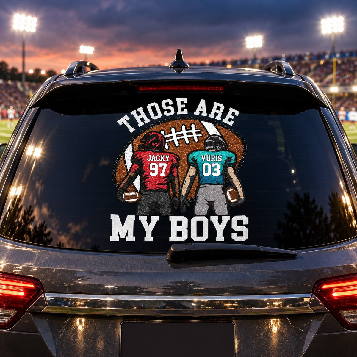 Personalized Those Are My Kids Football Car Decal, Custom Football Player Name & Number Sticker, Gift for Sports Moms and Dads T1807