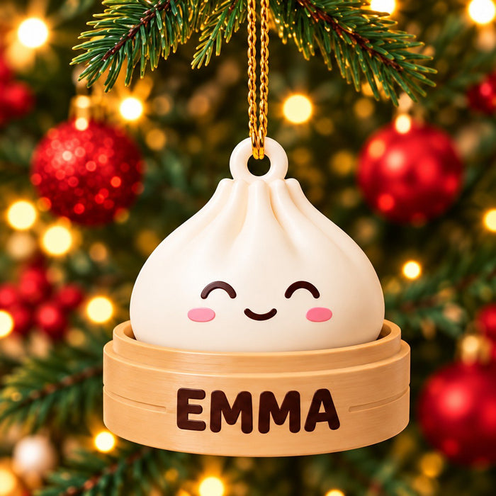 Personalized Dumpling Christmas Ornament – Custom Name 3D Printed Cute Dumpling Ornament, Christmas Tree Decoration, Christmas Gift for Dumpling Lovers