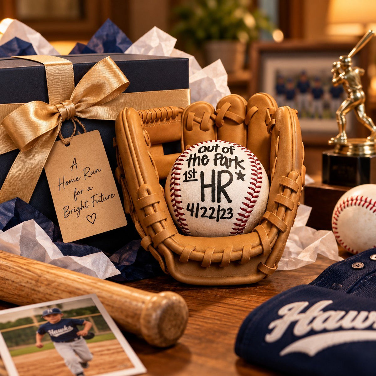 BASEBALL BALL HOLDER - 3D Printed Baseball Glove, Display Baseball Keepsake Holder, Sports Room Decor, Gift for Baseball Player