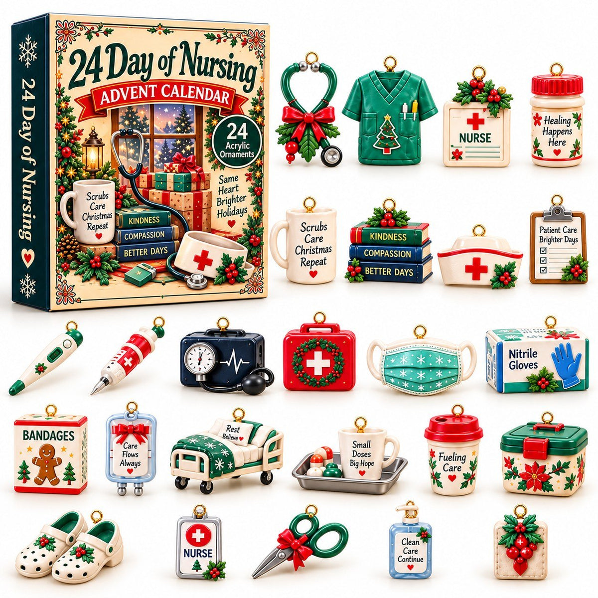 24 Days of Nursing Christmas Advent Calendar 2026 – Nurse-Themed Countdown Calendar, Christmas Gift for Nurses & Healthcare Workers