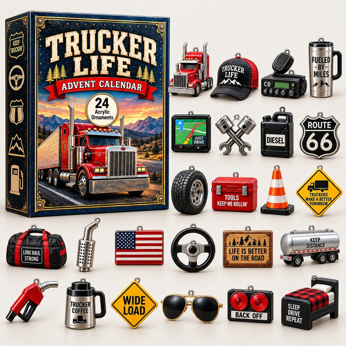 Trucker Life Christmas Advent Calendar 2026 – Semi Truck & Truck Driver Countdown Calendar, Christmas Gift for Truckers