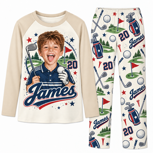 Custom Face Golf Lover Christmas Matching Family Christmas Pajamas
