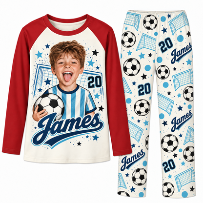 Personalized Face Soccer Lover Pajama Sets With Name And Number