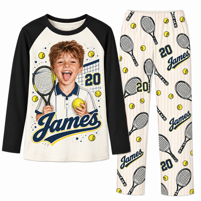 Personalized Face Tennis Lover Pajama Sets With Name And Number