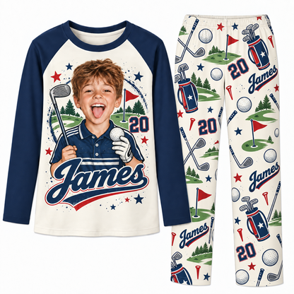 Custom Face Golf Lover Christmas Matching Family Christmas Pajamas