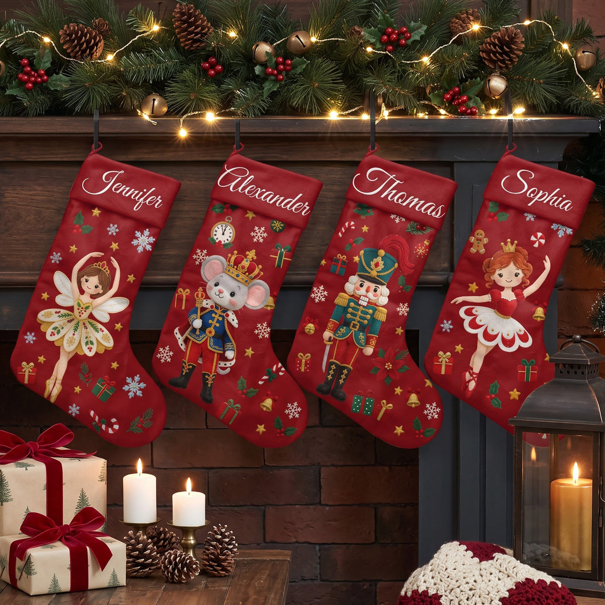 Nutcracker Christmas Stocking For Kids, Grandkids Custom Name & Character - Personalized Stocking