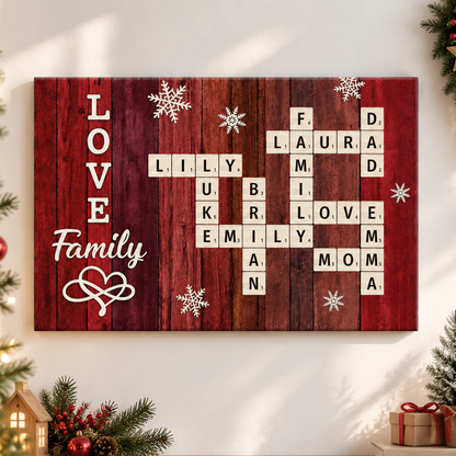 Family Love Custom Scrabble Vintage Christmas Gifts - Personalized Canvas