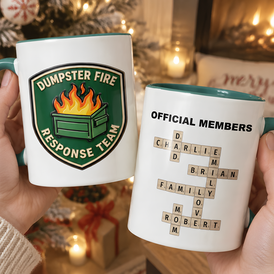 Dumpster Fire Response Team - Custom Crossword Names - Personalized Mug