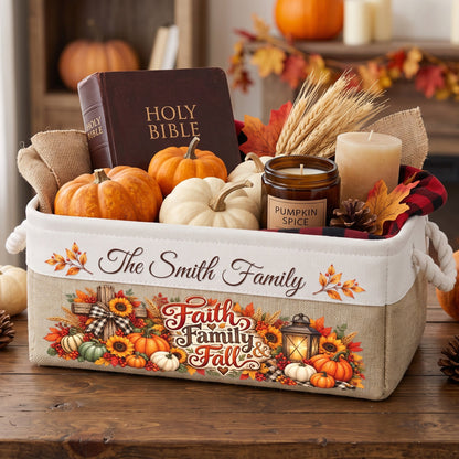 Christian Cross Custom Thanksgiving Fall Season Decors For Family House, Farm House - Personalized Storage Basket