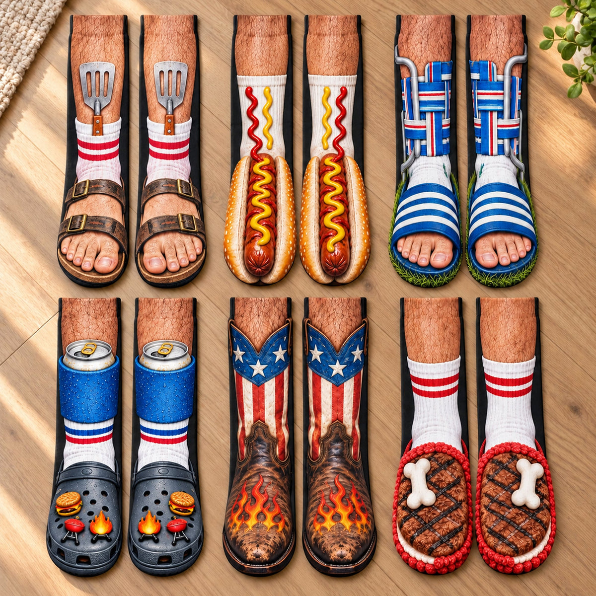 Funny Gag Gifts For Him, Coworkers, Family, Kids - American Vibe Style Bbq Party - Personalized Socks