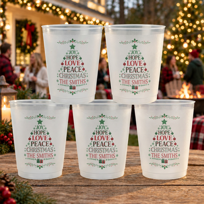 Joy, Hope, Love, Peace, Christmas - Personalized Cups