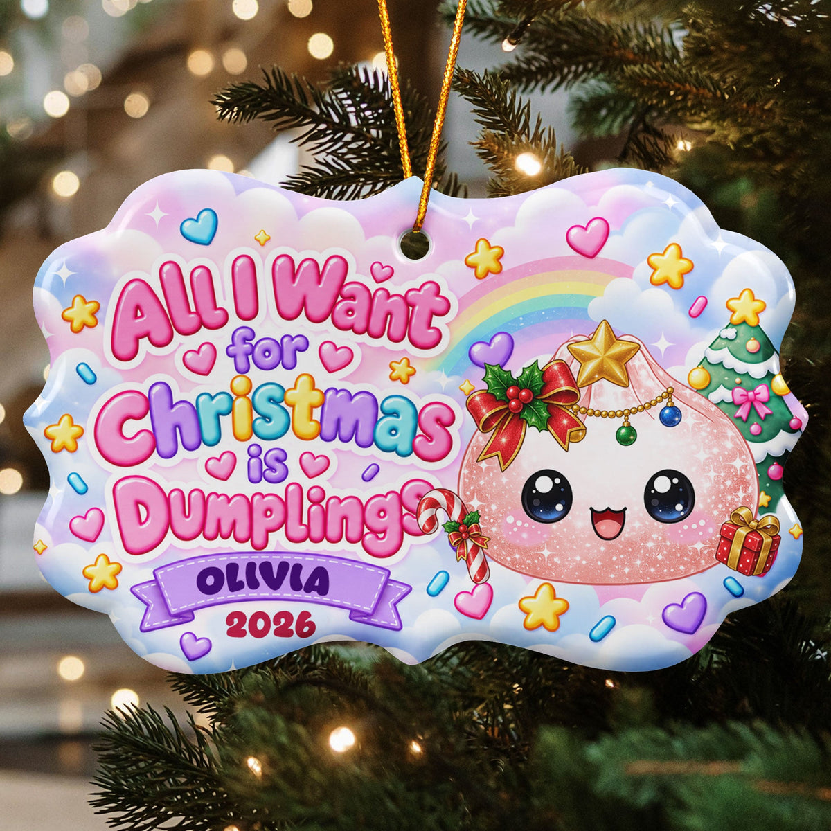 All I Want For Christmas Is Cute Dumplings Gift For Squishy Hunter - Personalized Ornament