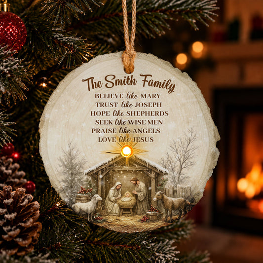 Nativity Ornament Light Up Ornament Christian Gift Religious Keepsake - Personalized Ornament