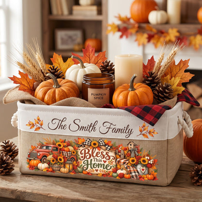 Custom Thanksgiving Fall Season Decorations For Family House, Farm House - Personalized Storage Basket