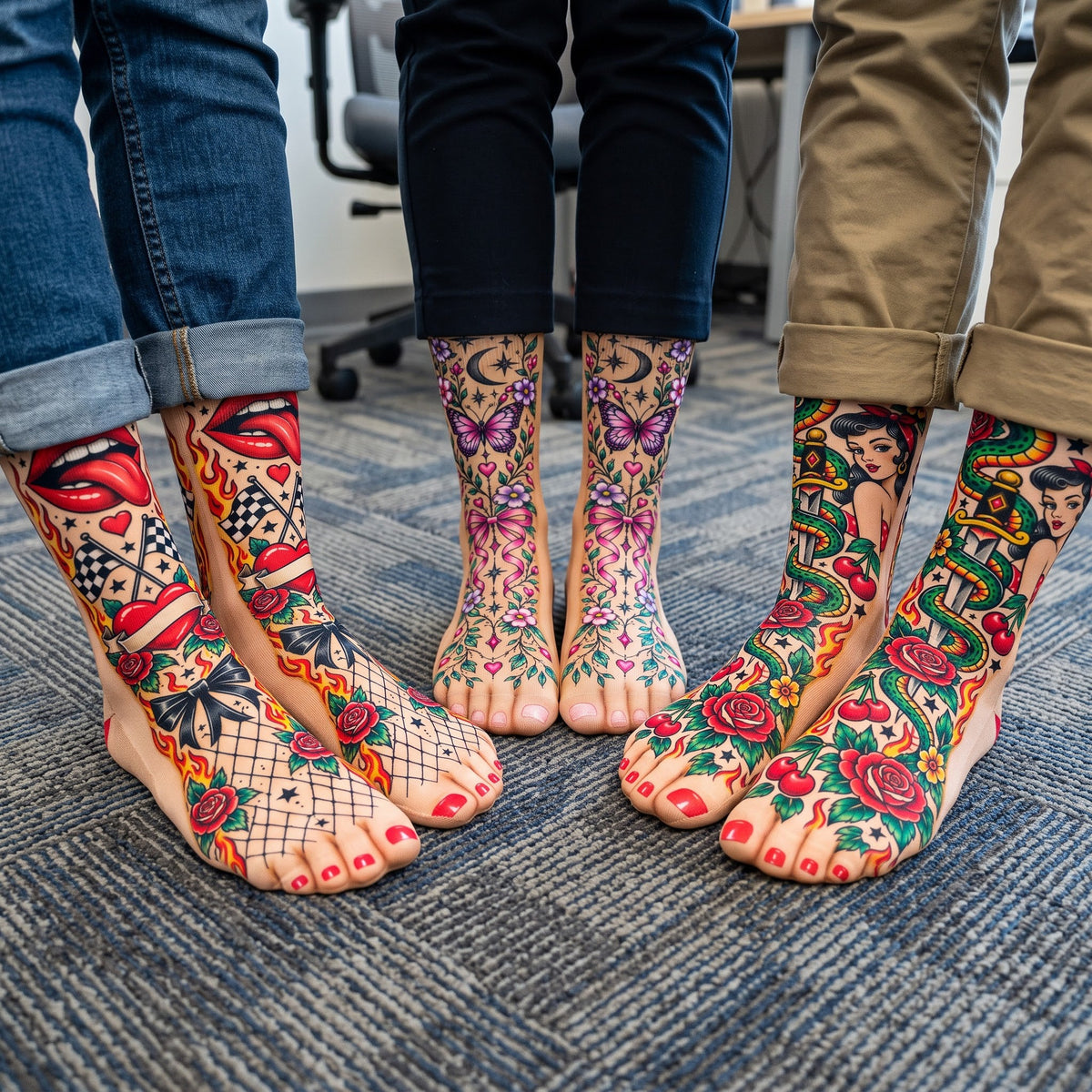 Funny Gag Gifts For Coworkers, Family, Kids - Tattoo Printed Gangster - Personalized Socks