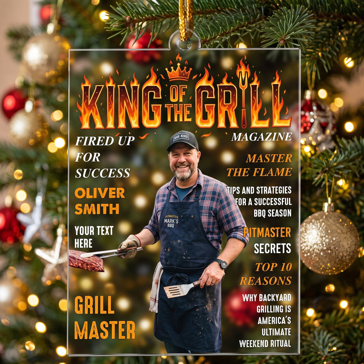 King Of The Grill Magazine Gift For Grill Master - Personalized Ornament