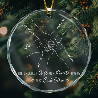 Hands Line Art Custom Name Gift For Sibling - Personalized Ornament