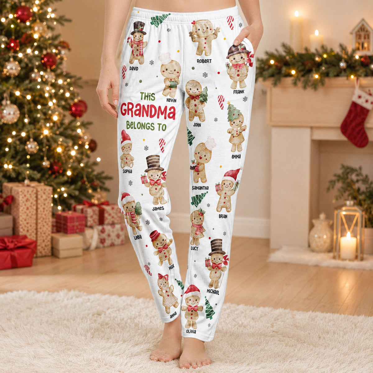 This Grandma, Mom Belongs To, Gingerbread Kids - Personalized Lounge Pants, Sweatpants