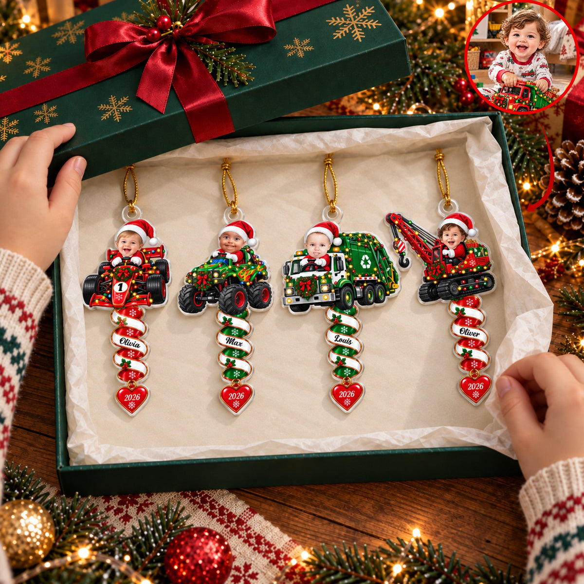 Custom Name Spiral Ornament Christmas, Ornament Gifts For Kids - Personalized Ornament