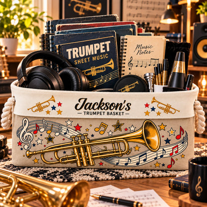 Trumpet Player Gift For Musician Band Student, Teacher - Personalized Storage Basket