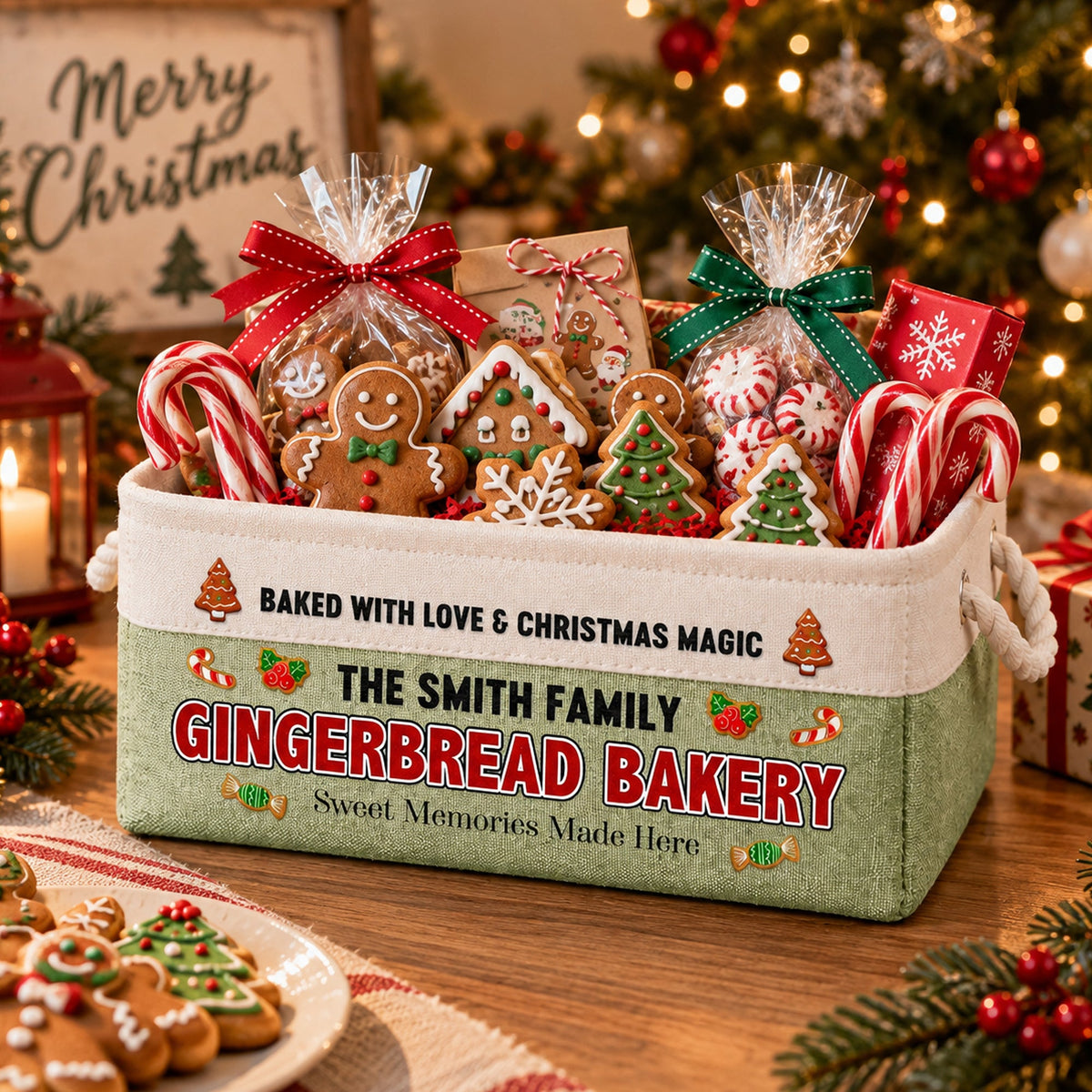 Santa's Treat Company Co Family Christmas Design - Personalized Storage Basket