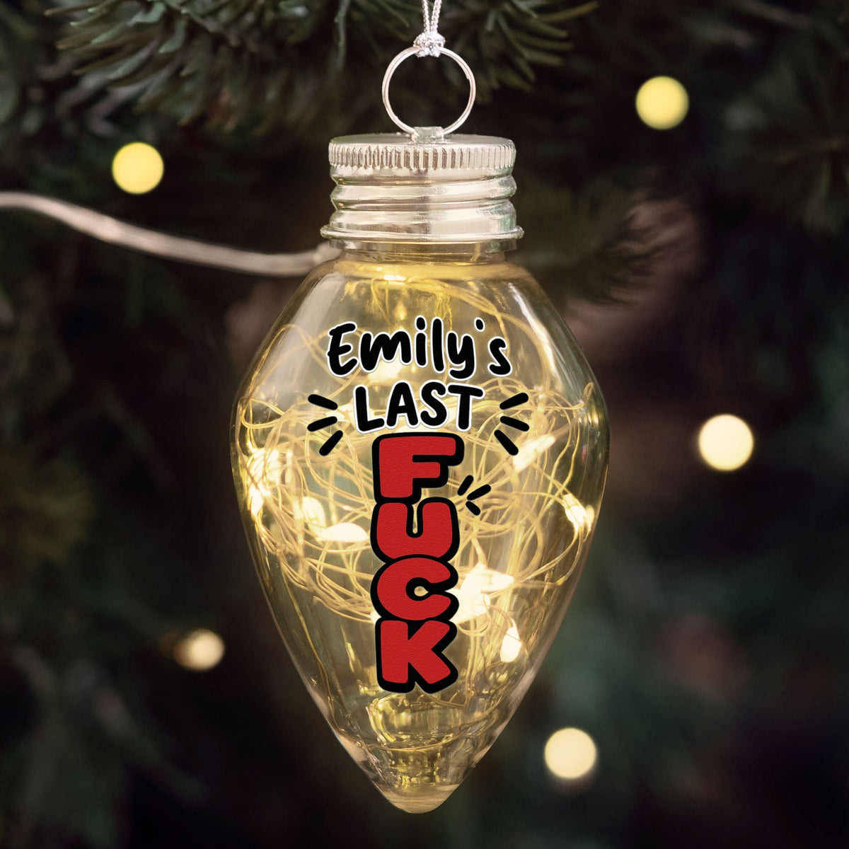 Funny Christmas My Last Fck, Secret Santa Holiday Gag Gift, White Elephant Gift - Personalized Led Christmas Light