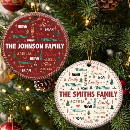 Family Name Word Christmas Theme - Personalized Ornament