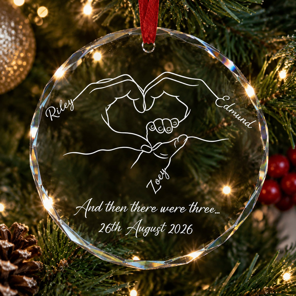 And Then There Were Three... Family Of 3,4,5 - Gifts For New Parents - Personalized Ornament
