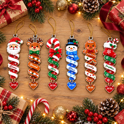 Custom Name Spiral Ornament Christmas, Ornament Gifts For Kids - Personalized Ornament