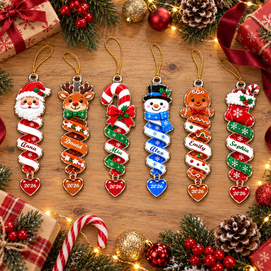Custom Name Spiral Ornament Christmas, Ornament Gifts For Kids - Personalized Ornament