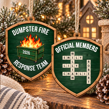Dumpster Fire Response Team - Custom Name Coworkers Crosswords - Personalized Ornament