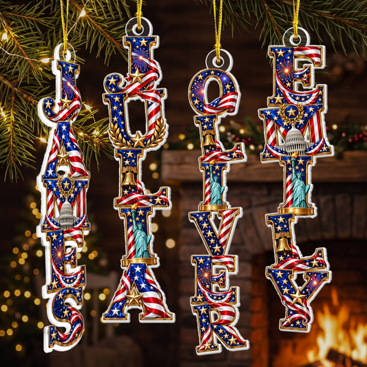 Custom Name For Family, Kids Christmas 250 Anniversary Usa Stocking Tags - Personalized Ornament