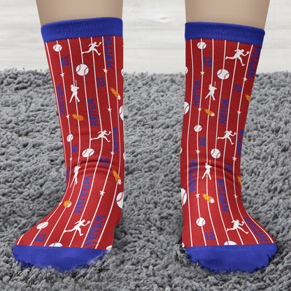 Custom Name & Number For Baseball, Softball, Soccer, Football, Hockey Lover - Personalized Socks