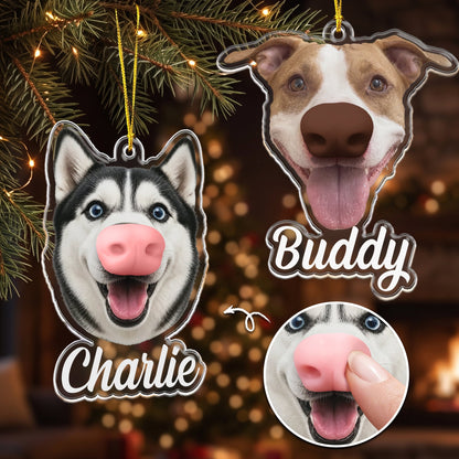 Custom Funny Dog Photo Squishy Nose - Personalized Ornament